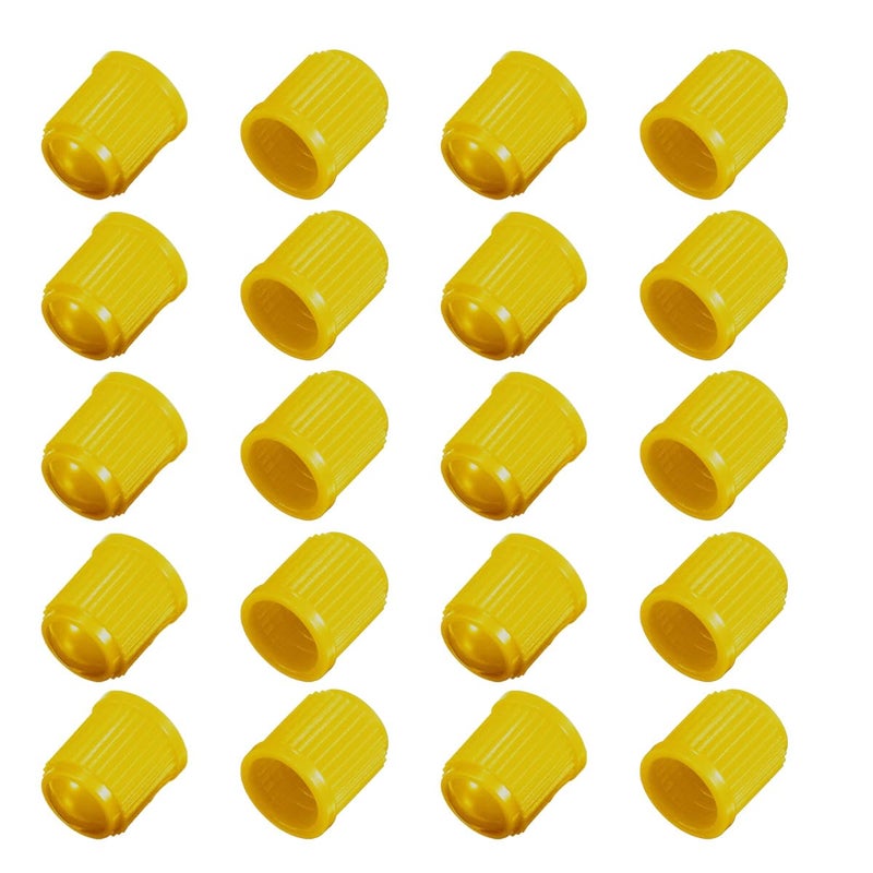 KITUREK 20PCS Tire Valve Stem Caps, Tire Valve Dust Caps Air Caps Cover with O Rubber Seal, Corrosion Resistant Auto Accessories Universal Stem Covers for Trucks Motorcycles Bicycles SUVs (Yellow) - Image 1